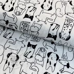 Țesătură din bumbac FLANNEL Dogs off white