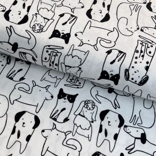 Țesătură din bumbac FLANNEL Dogs off white