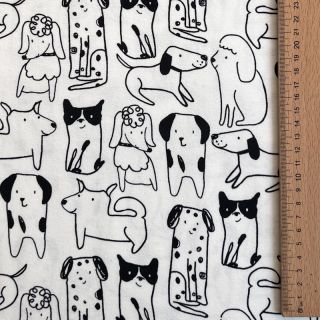 Țesătură din bumbac FLANNEL Dogs off white