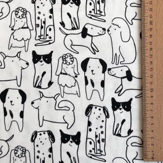 Țesătură din bumbac FLANNEL Dogs off white