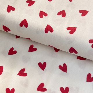 Țesătură din bumbac FLANNEL Hearts off white