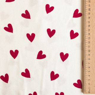 Țesătură din bumbac FLANNEL Hearts off white