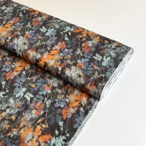 Viscoză SATIN Flowie Kin black digital print
