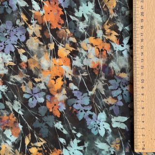 Viscoză SATIN Flowie Kin black digital print