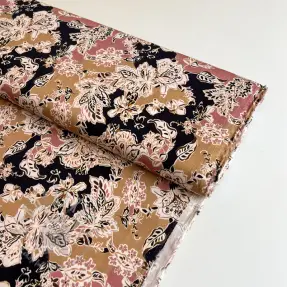Viscoză SATIN Flowie Noe black digital print