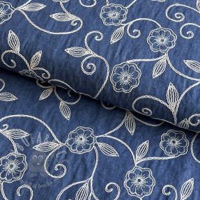 Țesătură din bumbac JEANS EMBROIDERY Flowers