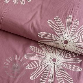Țesătură din bumbac EMBROIDERY Flowie mauve