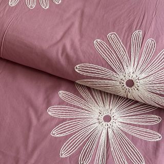 Țesătură din bumbac EMBROIDERY Flowie mauve