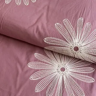 Țesătură din bumbac EMBROIDERY Flowie mauve