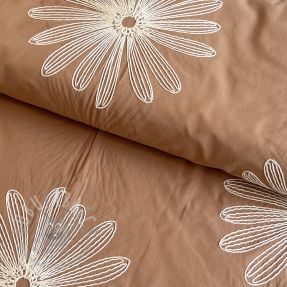 Țesătură din bumbac EMBROIDERY Flowie cinnamon
