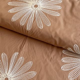 Țesătură din bumbac EMBROIDERY Flowie cinnamon