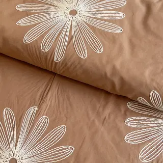 Țesătură din bumbac EMBROIDERY Flowie cinnamon