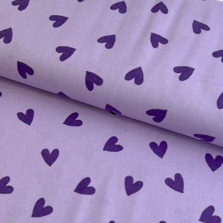 Țesătură din bumbac FLANNEL Hearts lavender