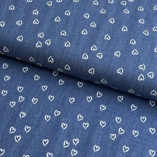 Țesătură din bumbac JEANS Hearts