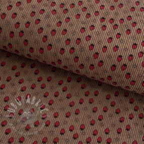 Catifea raiată STRETCH Little strawberries taupe