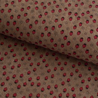 Catifea raiată STRETCH Little strawberries taupe