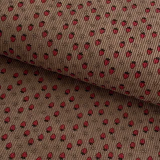 Catifea raiată STRETCH Little strawberries taupe