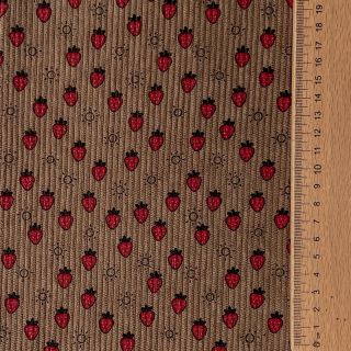 Catifea raiată STRETCH Little strawberries taupe