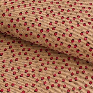 Catifea raiată STRETCH Little strawberries sand