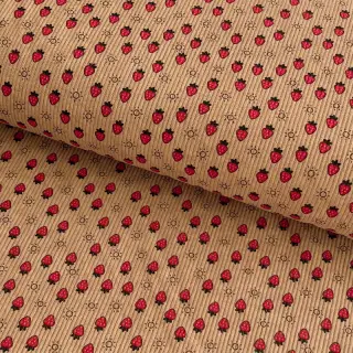 Catifea raiată STRETCH Little strawberries sand