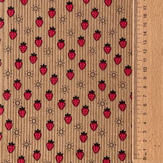 Catifea raiată STRETCH Little strawberries sand