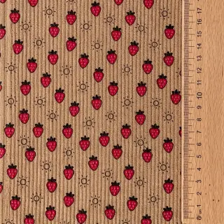 Catifea raiată STRETCH Little strawberries sand