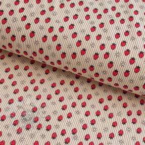 Catifea raiată STRETCH Little strawberries light sand
