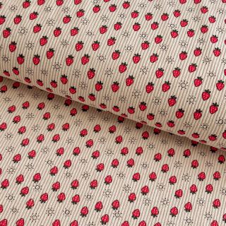 Catifea raiată STRETCH Little strawberries light sand