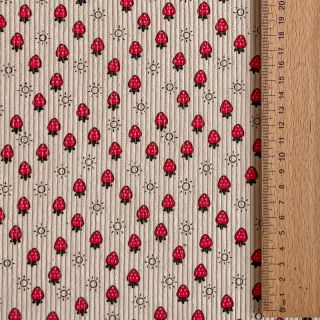 Catifea raiată STRETCH Little strawberries light sand