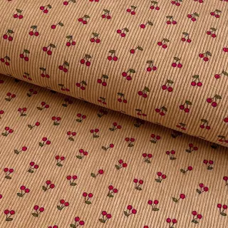 Catifea raiată STRETCH Little cherry sand