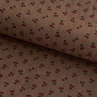 Catifea raiată STRETCH Little cherry taupe