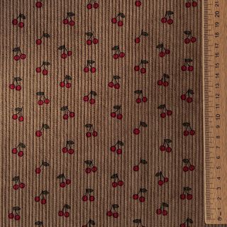 Catifea raiată STRETCH Little cherry taupe