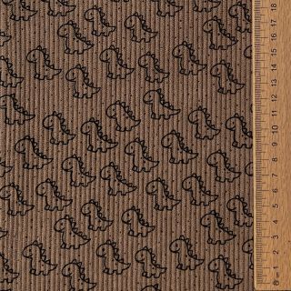 Catifea raiată STRETCH Little dino taupe