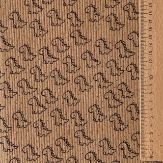 Catifea raiată STRETCH Little dino sand