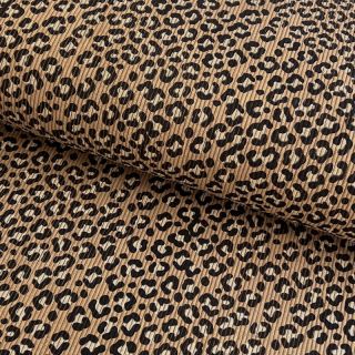 Catifea raiată STRETCH Little Leopard sand