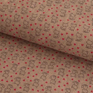 Catifea raiată STRETCH Little foxes sand