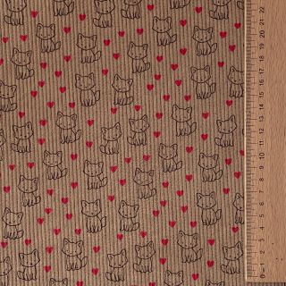 Catifea raiată STRETCH Little foxes sand