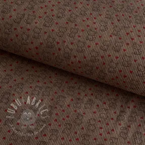 Catifea raiată STRETCH Little foxes taupe