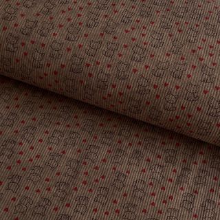 Catifea raiată STRETCH Little foxes taupe