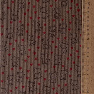 Catifea raiată STRETCH Little foxes taupe