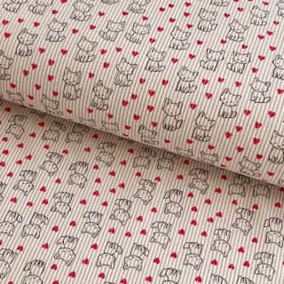 Catifea raiată STRETCH Little foxes light sand