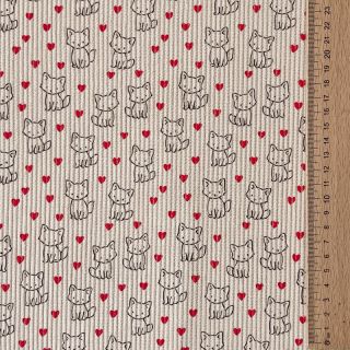 Catifea raiată STRETCH Little foxes light sand