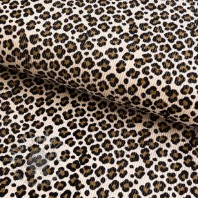 Catifea raiată STRETCH Little Leopard light sand