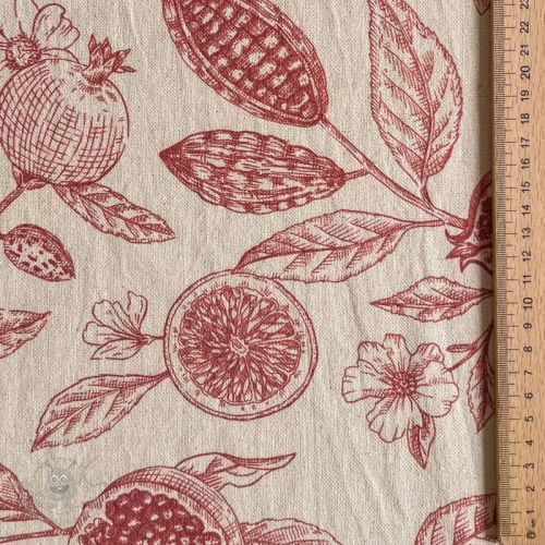 Țesătură decorativă RUSTIC VINTAGE PRINT Granata groseille