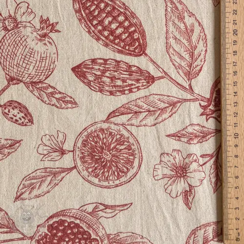 Țesătură decorativă RUSTIC VINTAGE PRINT Granata groseille