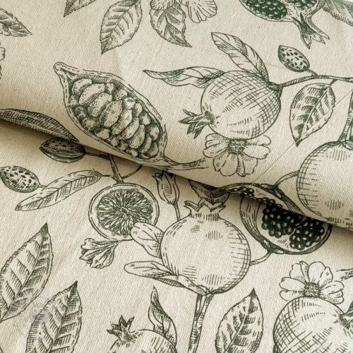 Țesătură decorativă RUSTIC VINTAGE PRINT Granata kaki