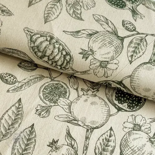 Țesătură decorativă RUSTIC VINTAGE PRINT Granata kaki