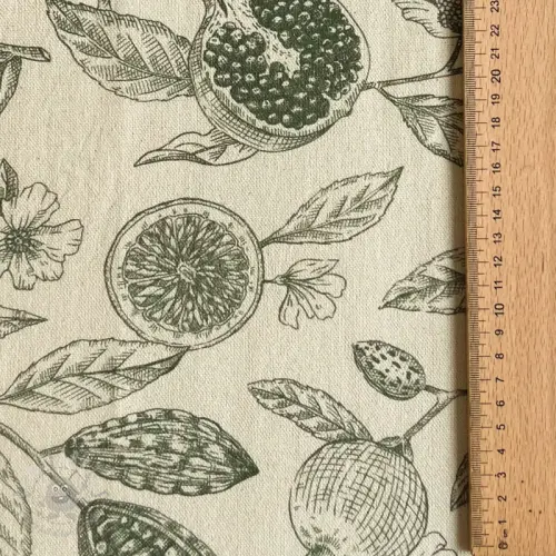 Țesătură decorativă RUSTIC VINTAGE PRINT Granata kaki