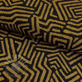 Țesătură decorativă jacquard Mesopotamie noir jaune