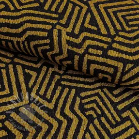 Țesătură decorativă jacquard Mesopotamie noir jaune